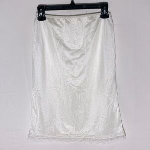 Vintage Impromptu White Satin Midi Skirt Slip S